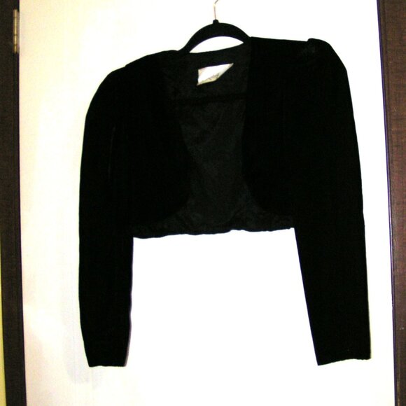 BLACK VELVET VINTAGE BOLERO M - Picture 2 of 2